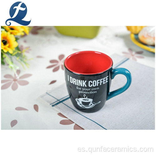 Taza de café de cerámica pintada con logotipo personalizado hecho a mano